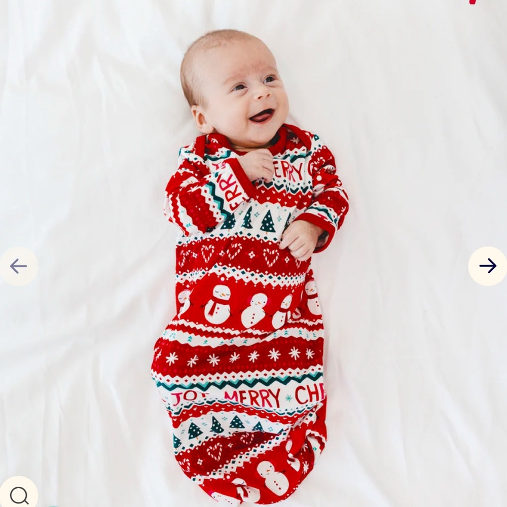 Little Sleepies Festive Fair Isle Infant Gown Lunaluxe™ Bamboo, NWOT Newborn
